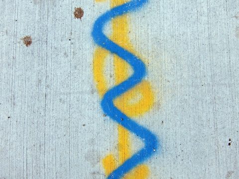 blue squiggle yellow arrow